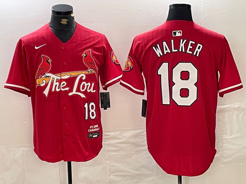 Men St.Louis Cardinals 18 Walker Red City Edition 2024 Nike MLB Jersey style 1